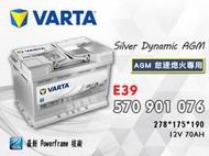 【茂勝電池】VARTA 華達 E39 AGM 570901076 支援怠速熄火系統 德國製 汽車電瓶 歐規電池 同LN3