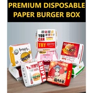 Paper Burger Box 100pcs± | Kotak Burger Kertas 100pcs± | Nugget Box 25pc | Kotak Burger Ramly | Disp