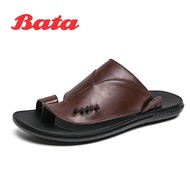 Bata รองเท้าแตะฤดูร้อนผู้ชายหนังรองเท้าแตะกลางแจ้งรองเท้าแตะแฟชั่นรองเท้าแตะชายหาดกันลื่น