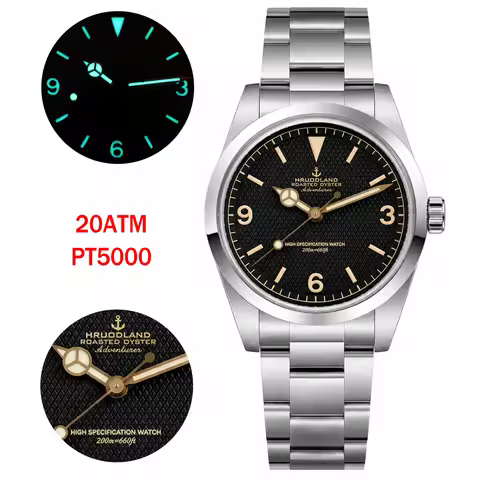 HRUODLAND Adventurer Style Men's Automatic Mechanical Watches PT5000 200M Waterproof Sapphire Crysta