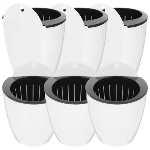 7Pcs Wall Hanging Flower Pot Self Watering Planters Round Plant Container For Garden Plants Succulen