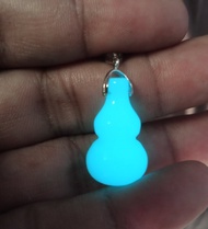 Luontin batu jade model labu cahaya bluegreen bonus tali liontin batu giok