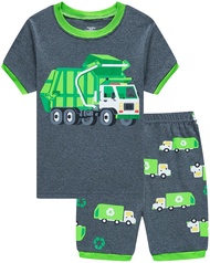 Popshion Boys Pajamas 100% Cotton Toddler Clothes Summer Pjs for Boy Planet Dinosaur Sleepwear Kids 