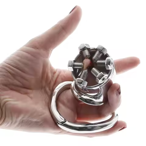 CBT CHASTITY FLOWER OF THORNS Stainless Steel Chastity Cage With With arc-shaped Cock Ring BDSM toys