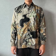 印尼蠟染緞面長袖襯衫 BRAHMA - 金枝玉葉 - BRM001