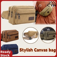 Men's Fabric Waist Bag, Multi-functional Outdoor Sports Bag, Diagonal Crossbody Coin Purse, Small Sq