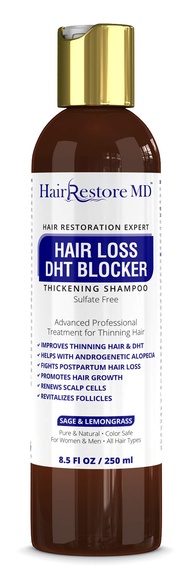 Hair LOSS DHT BLOCKER SHAMPOO "Sage & Lemongrass", Biotin Hair Growth Volumizing Thickening Caffeine