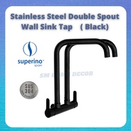 **Ready Stock**Superino Black Stainless Steel Double Spout Sink Tap