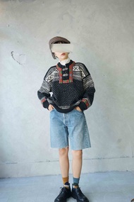 尋寶古著-Levis501w34自然刷色藍中性五分牛仔褲