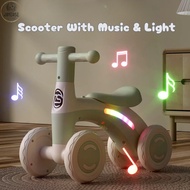 Baby Balance Bike 4 Wheel With Music & Lights Children Kids Mini Baby Walker Scooter Basikal Budak