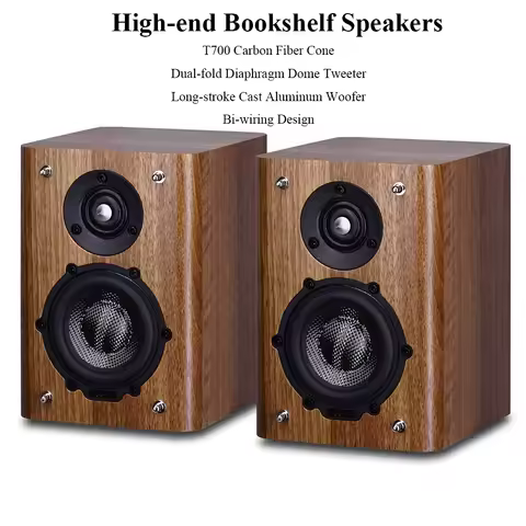 FD430 HIFI Passive Bookshelf Speakers 3.5-inch 60W Output Power Bi-wiring 2-Way Crossover Carbon Fib