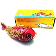 Charmgle Spring Wind-up Tin Toy, Retro Clockwork Tinplate Playthings Large Fish Eating Small Fish, A