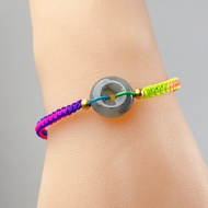 【願‧平安】烏雞翡翠平安扣編織手鍊 | 天然緬甸翡翠A貨 | 送禮