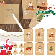 6 Set Creative Merry Christmas Cartoon Holiday Paper Greeting Card With Envelope Sticker DIY Delicate Xmas Invitation Gift Cards Navidad Home Party Supplies