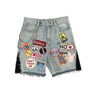 Fashion Youth Patch Embroidered High Street Waste Shorts 2024 Shorts Earth Style Embroidered Design 