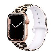 [ร้อนใน] สายรัดสำหรับสายคาด Apple Watch 45มม. 44มม. 40มม. 42มม. 38มม. สายสร้อยข้อมือซิลิโคนพิมพ์เสือดาวสำหรับ Apple Watch Series 3 4 5 6 SE 7