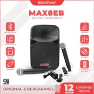 Baretone MAX-8EB 8" Portable Speaker with Two UHF Wireless Microphone (MAX8EB)