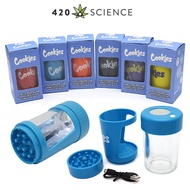 Cookies Mag Jar With Herb Grinder And One Hitter- Airtight Storage Stash Container Led Magnifying Ja