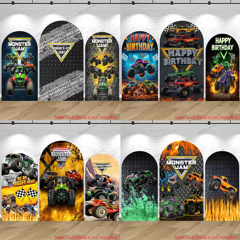 Monster Trucks Arch Backdrop Custom Spandex Monster Jam Birthday Arch Cover Monster Mutt El Toro Loc