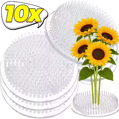 Round Ikebana Stem Holder Transparent Flower Suction Cup Holder Flower Arranging Fixed Base Pot Vase