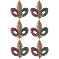 6 Pack Large Fleur De Lis Mardi Gras Iron on Patches, Glitter Embroidered Sequin Patches for Clothes