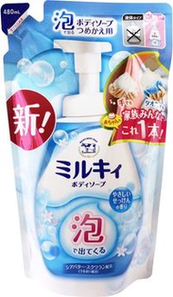 Cow Brand Milky Body Soap Foaming Type Refill 480 mL - Gentle Soap Scent Paste