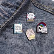 You're Safe With Me Enamel Pin Rainbow Book Badge Pride Collar Pin Costume Accessory Gift