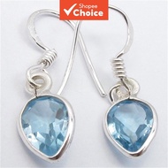 Trendy Silvery Color Waterdrop Sky Blue Synthetic Zircon Dangle Earrings Women Wedding Aesthetic Acc