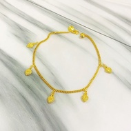 Anklet Gelang Kaki Kikir Love Gold Plated Cop 916