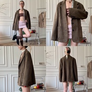 มีโค้ดลด20% ส่งฟรี! พร้อมส่ง ชายหญิงใส่ได้ Fashionstore-Ralph blazer-เสื้อคลุมหนังกลับ(871)