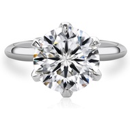 Presentski Classic Mosang Stone Ring 5CT 925 Sterling Silver Ring