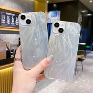 Hard Case Hybrid Hologram Silver Feather Clarity Swirl Hologram Texture Compatible For Oppo A3 Pro O