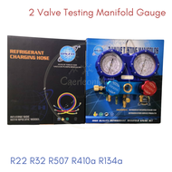 [READY STOCK] 2 Valve Testing Manifold Gauge for (R22 R32 R507 R410a R134a) With 150cm charging hose