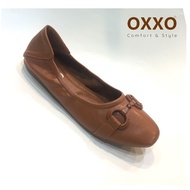 OXXO คัทชูส้นแบน รองเท้าบัลเล่ต์ รองเท้าแฟชั่น หญิง งานแฟลต ติดอะไหล่ ใส่สบาย ลำลอง ทรงสวย พี้นสูง1เซน ขนาดปกติ X82405
