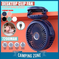 7200MAH 360 Adjustable Mini Clip Fan 4 Speed USB Mini Fan Rechargeable Fan Mini Fan Cooling Fan Clip Desktop USB Kipas