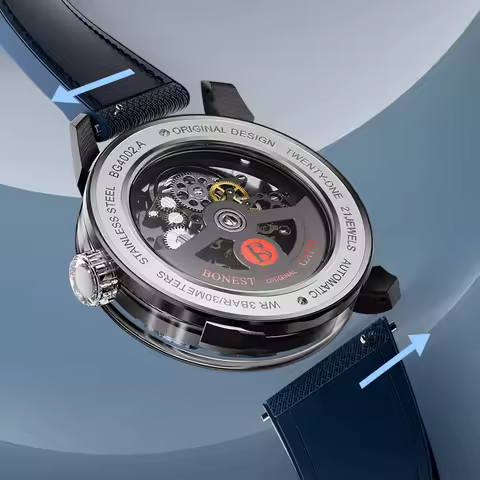 BONEST GATTI 4002 Men Automatic Watch Mechanical Wristwatch Stainless Steel Case Luminous Watches fo