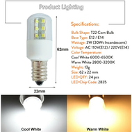 E14 E12 3W LED Microwave Oven Light Bulb Crystal Lamp Light SMD 5050 Freezer Cold  Warm White AC 110V 220V Lamp For Home