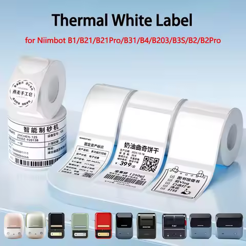 Niimbot B1/B21/B2Pro/B3S/B203/B31/B4 White Label Thermal Clothing Tags Price Food Adhesive Barcode P