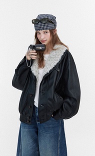 北歐復古 / 毛毛領皮衣外套 / 飛行員夾克