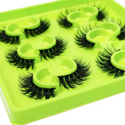 HBZGTLAD 6Pairs Female Cosplay Fake Eyelashes Korean Makeup New Style Wet Spikes 3d Eyelash Bulk Who