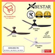 BESTAR STAR 3 3-Blade DC Motor Ceiling Fan with LED Light and Remote Control in 36 / 46 / 56 Inch