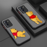 Matte Phone Case Skin Feeling Happy Pooh Bear For Vivo S1 S5 S6 S9 S9E T1 Z1 Z6 V11I V5 V23E V20SE X21UD X70 X60 PRO PLUS 5G Y91 Y93 Y91C IQOO5 IQOO7 IQOO NEO3  NEO5