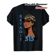 Detroit 313 Area Code Pride T-Shirt with Camo Hat Graphic - Unisex Streetwear Soft Breathable Short 