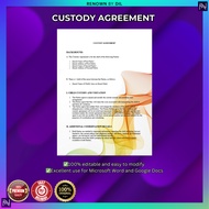 Custody Agreement | Perjanjian Hak Penjagaan | Legal Document Template Surat Perjanjian