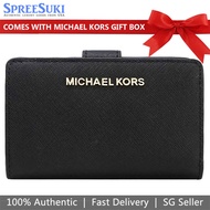 Michael Kors Wallet In Gift Box Medium Wallet Jet Set Travel Zip Coin Wallet Black # 35F7GTVF2L