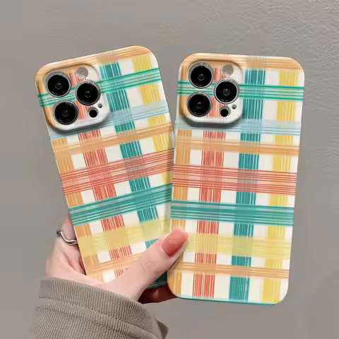 Phone Case For Poco x7 f7 f8 f6 x6 f3 f5 Pro C61 Luxury Color Checkered Hard Plastic Shockproof Bump