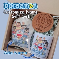 DORAEMON Customize Name Gift Box Set Hadiah Mug Pouch Coaster Custom Birthday Valentine Couple