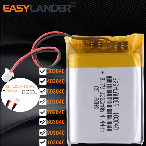 JST PH 1.25 2pin 103040 303040 403040 503040 603040 703040 80304 li-ion Lithium Polymer LiPo batteri