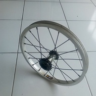 Double threaded disc bicycle wheelset 16 AlloyRing (1pc rear) removed