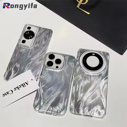 For Huawei Y9S Nova Y70 Plus Y90 Y91 Y72 12i Mate 60 50 40 30 Pro Phone Case Feather Yarn Texture Sh